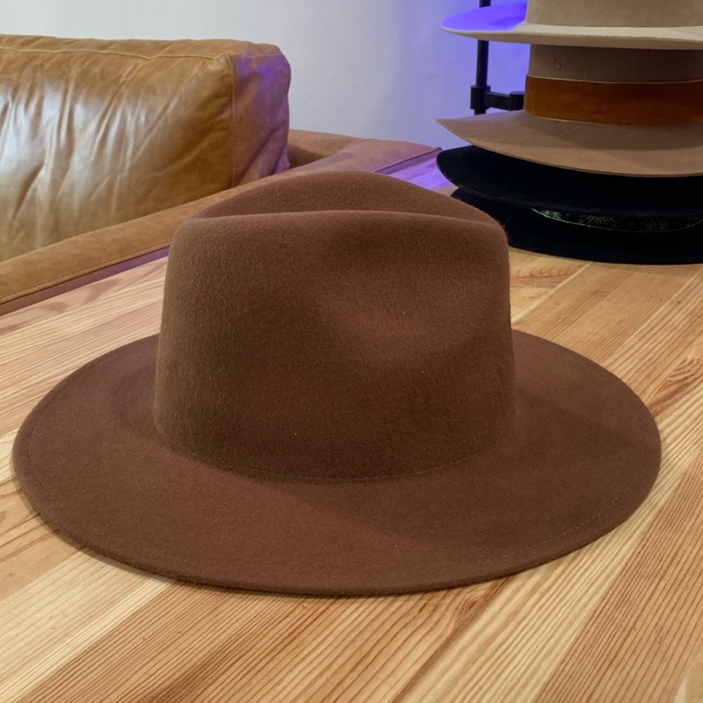 Brown Wool Felt Wide-Brim Hat - Women